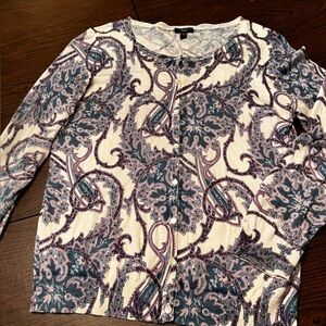 Talbots Silk blend Paisley Knit Cardigan